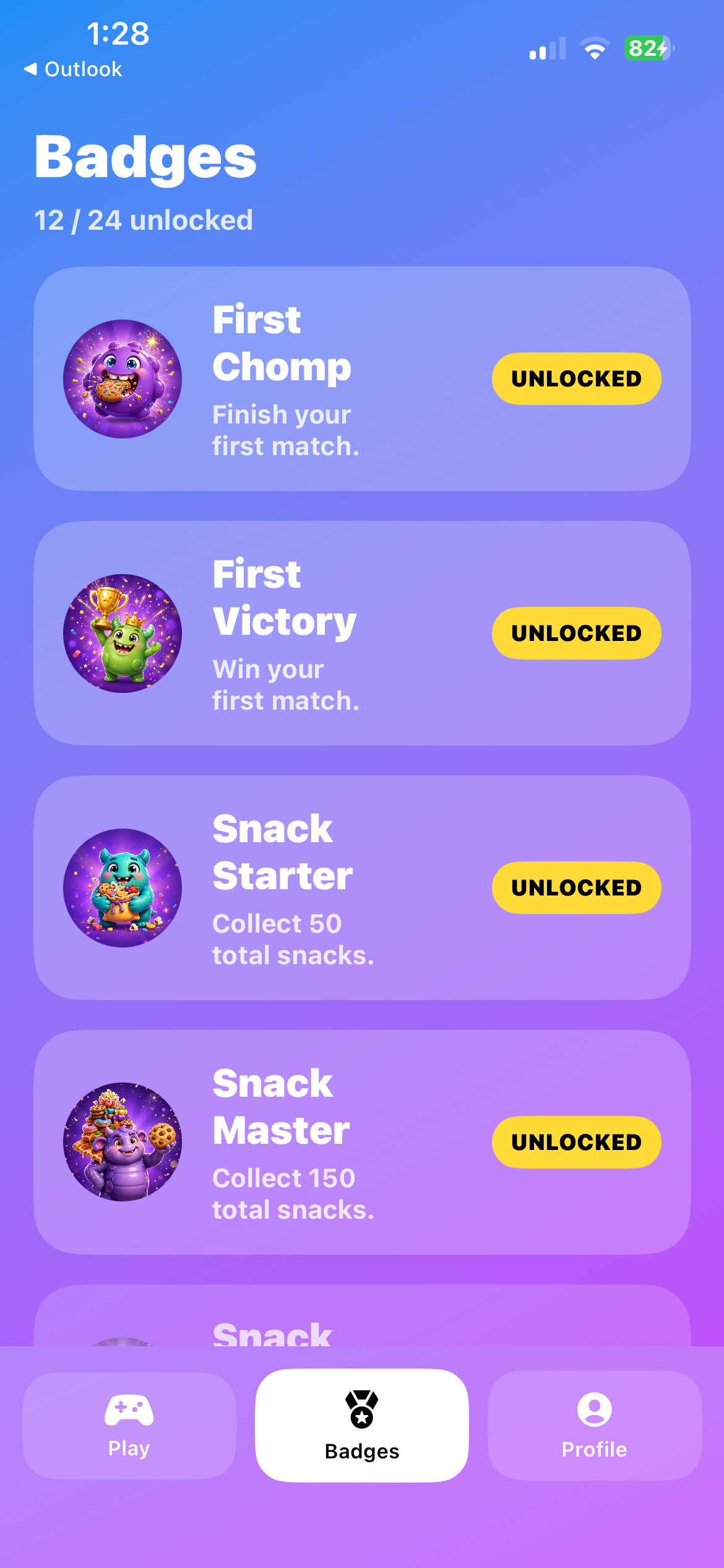 Chomp Champs achievements screen