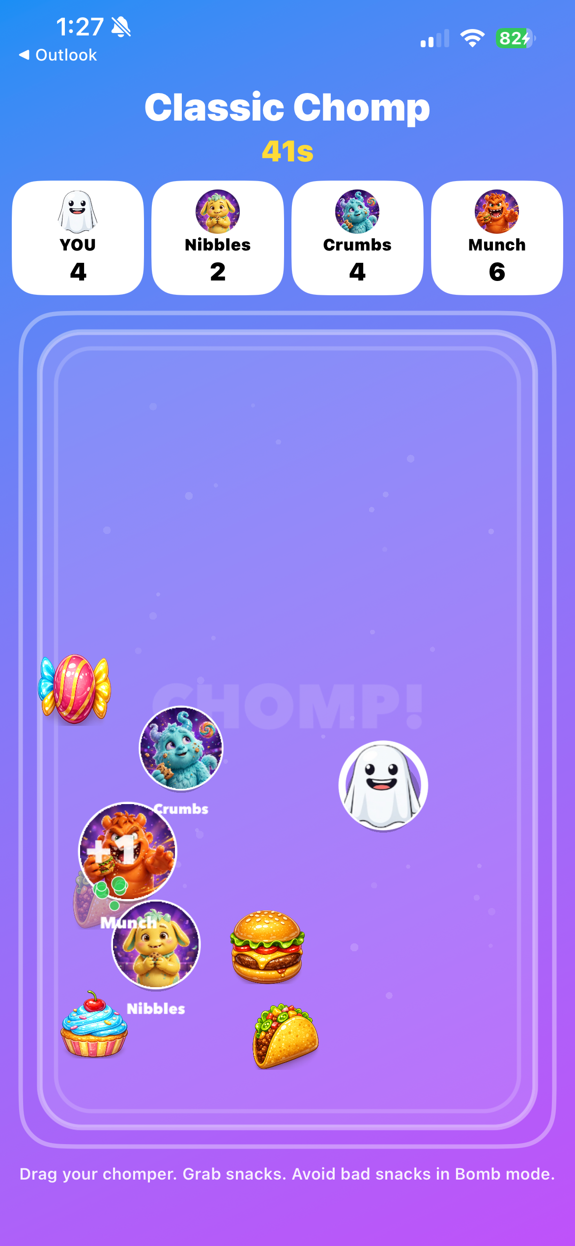 Four-player Chomp Champs gameplay