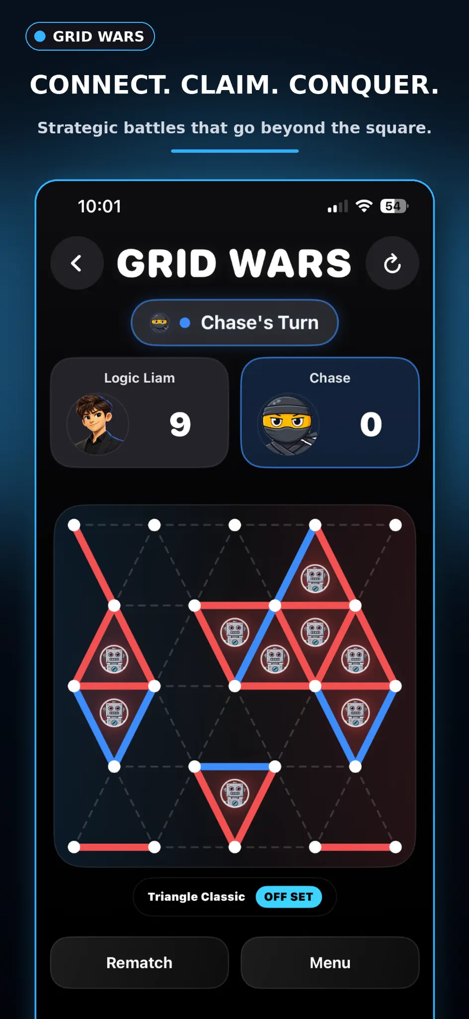 Grid Wars Triangle Classic battle in version 1.2